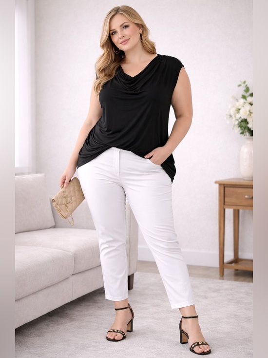 EVIE Tops - NWT EVIE Black Draped Cowl Neck Sleeveless Top Size XL
